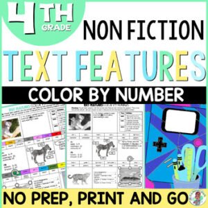 4th Grade Non Fiction Informational Text Features Worksheet Color by Number