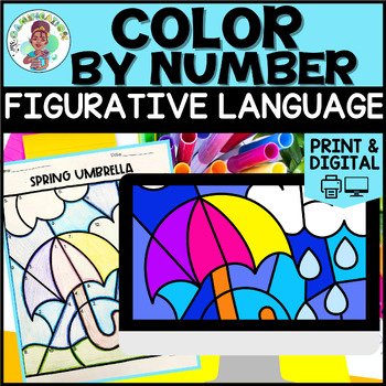 4th Grade Reading ELA Spring Figurative Language Practice Color By Number Bundle