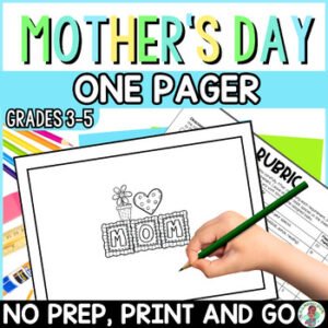 4th Grade Mother's Day Differentiated AVID One Pager Keepsake Gift Worksheet