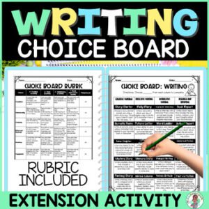 3rd 4th 5th Grade Year Round Choice Board Writing Extension Activity Sheet