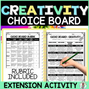 3rd 4th 5th Grade Year Round Choice Board ELA Creativity Activity Worksheet