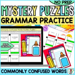 4th Grade Grammar Commonly Confused Words Mystery Puzzle Digital Activity 1