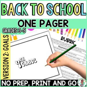 3rd 4th 5th Grade Back to School One Pager Classroom Community Activity  V2