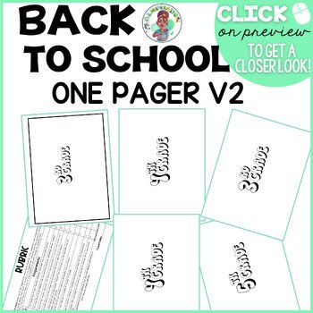 3rd 4th 5th Grade Back to School One Pager Classroom Community Activity V2 - Image 2