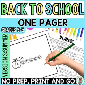 4th 5th Grade Back to School One Pager Classroom Community AVID Activity V3