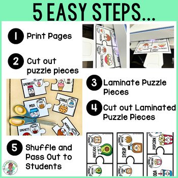 3rd 4th 5th Grade Food Pair Partner Puzzle Piece Cards for Collaboration Pairing - Image 3