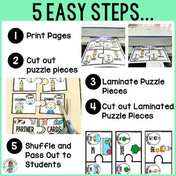 Elementary Antonym Mini 2 Set Partner Puzzle Pieces Cards Collaboration Activity - Image 3