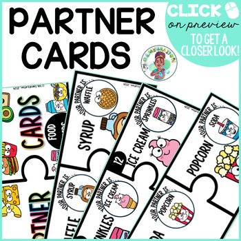 Partner Cards Bundle Food Pairs Antonyms Collaboration Student Elementary - Image 2