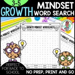 3rd 4th 5th Grade Growth Mindset Word Search Puzzles Back to School