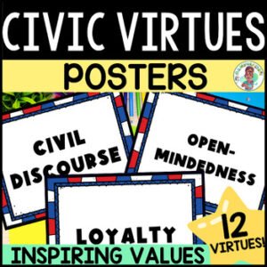 Civic Virtues Posters and Bonus Activities for Upper Elementary Build Community