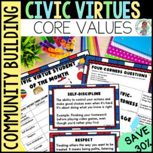 Civic Virtues Mega Bundle Building Classroom Community Activities Posters