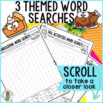 3rd 4th 5th Grade Autumn Fall Word Search Fun Activity Plus Writing Prompts ELA - Image 2