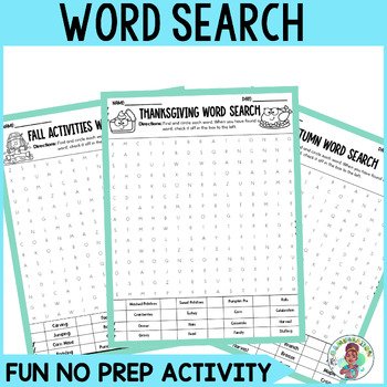 3rd 4th 5th Grade Autumn Fall Word Search Fun Activity Plus Writing Prompts ELA - Image 3