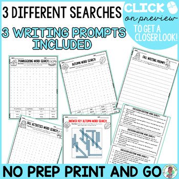 3rd 4th 5th Grade Autumn Fall Word Search Fun Activity Plus Writing Prompts ELA - Image 4
