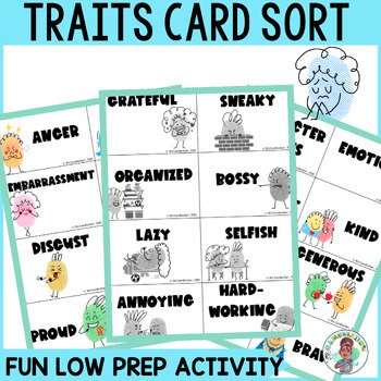3rd 4th 5th Grade Character Traits vs Emotions Feelings Card Sort Activity - Image 3