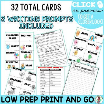 3rd 4th 5th Grade Character Traits vs Emotions Feelings Card Sort Activity - Image 4