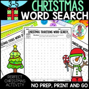 3rd 4th 5th Grade Christmas Word Searches Writing Prompts Discussion Questions