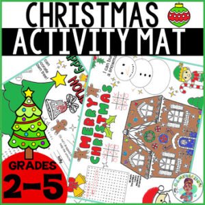 2nd 3rd 4th 5th Grade Christmas Holiday Activity Mat Festive No-Prep Printable