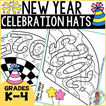 K-4th Grade New Year 2025 Celebration Hats Craft No Prep Print and Go Printables