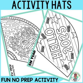 K-4th Grade New Year 2025 Celebration Hats Craft No Prep Print and Go Printables - Image 3