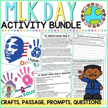 Black History MLK Reading Passage, Writing, and Craft Bundle for Grades 3-5