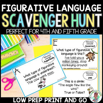 3rd 4th 5th Grade Reading Figurative Language Scavenger Hunt Activity Printable
