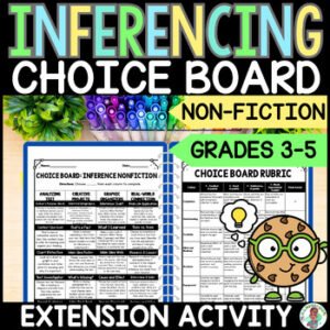 3rd 4th 5th Grade Year Round Choice Board Inference Enrichment Activity Sheet