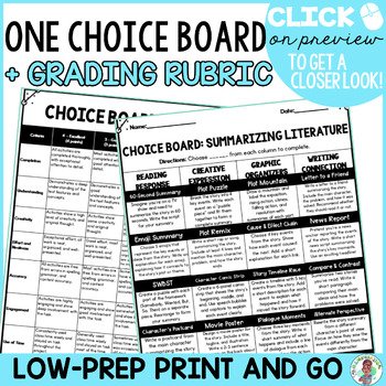 3rd 4th 5th Grade Year Round Choice Board Menu Summarizing Fiction Enrichment - Image 4