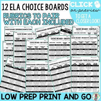 3rd 4th 5th Grade Monthly Reading Choice Board Menu ELA Mega Bundle Extension - Image 4
