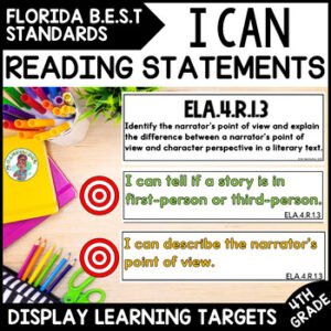 4th Grade FL B.E.S.T ELA Standards I Can Statements Reading Learning Targets