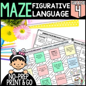 4th Grade Spring Easter Figurative Language Maze Literary Devices Practice ELA