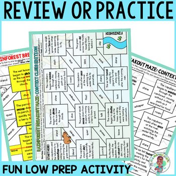 4th Grade Spring Rainforest Breakout Context Clues Maze Vocabulary Practice ELA - Image 3