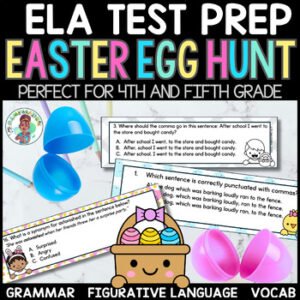 4th 5th Grade Test Prep Easter Egg Hunt Spiral Review ELA Reading Grammar Vocab