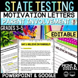 3rd 4th 5th Grade State Standardized Testing Motivation Letter Digital Printable