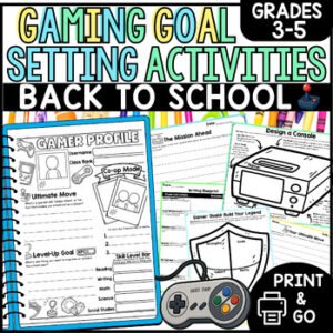 Gamer Theme Back to School Gaming Pack Grades 3-5 Writing Goals Strengths