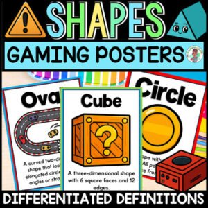 2nd 3rd 4th Grade Math Shapes Gaming Posters Classroom Gamer Decor Differentiate