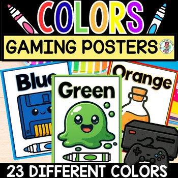 K 1st 2nd Grade Color Art Gaming Posters Classroom Gamer Decor