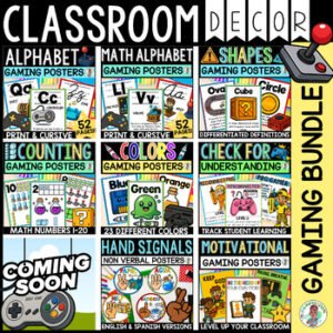 Classroom Gaming Gamer Decor Word Walls Mega Bundle Elementary