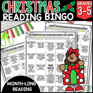 3rd 4th 5th Grade Christmas Reading Bingo Boards December Holiday Nightly Log