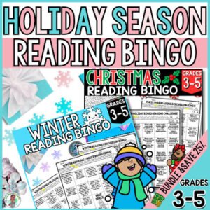 3rd 4th 5th Winter Holiday Reading Bingo Choice Board Christmas Log Bundle ELA