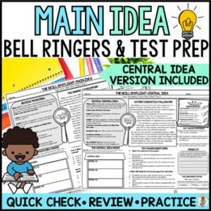 4th Grade Main Idea Reading Bell Ringers Morning Work Test Prep Quick Check ELA