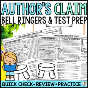 4th Grade Author's Claim Reading Bell Ringers Morning Work Test Prep Quick ELA