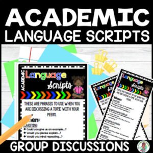 Elementary ELA AVID Academic Language Scripts Classroom Discussion Printables