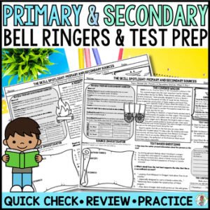 4th Grade Primary Secondary Sources Reading Bell Ringers Morning Work Test Prep
