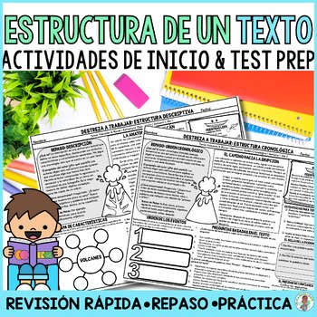 4th Grade Text Structure Spanish Reading Bell Ringers Morning Work Test Prep