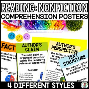 NonFiction Reading Skills Posters Anchor Charts Literature Word Wall 4th Grade