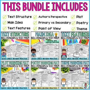 4th Grade Reading Comprehension Bell Ringers Morning Work Test Prep Quick Check - Image 2
