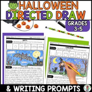Halloween Directed Drawing Narrative Writing Prompts 4th & 5th Grade ELA No Prep
